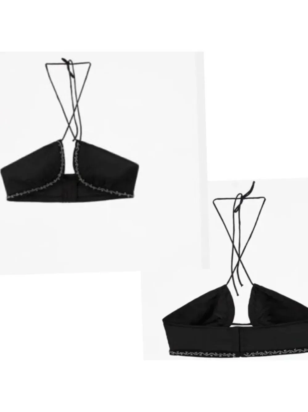 Zara black beaded rhinestone embellished satin bralette crop top Sz L NWT - Picture 5 of 14